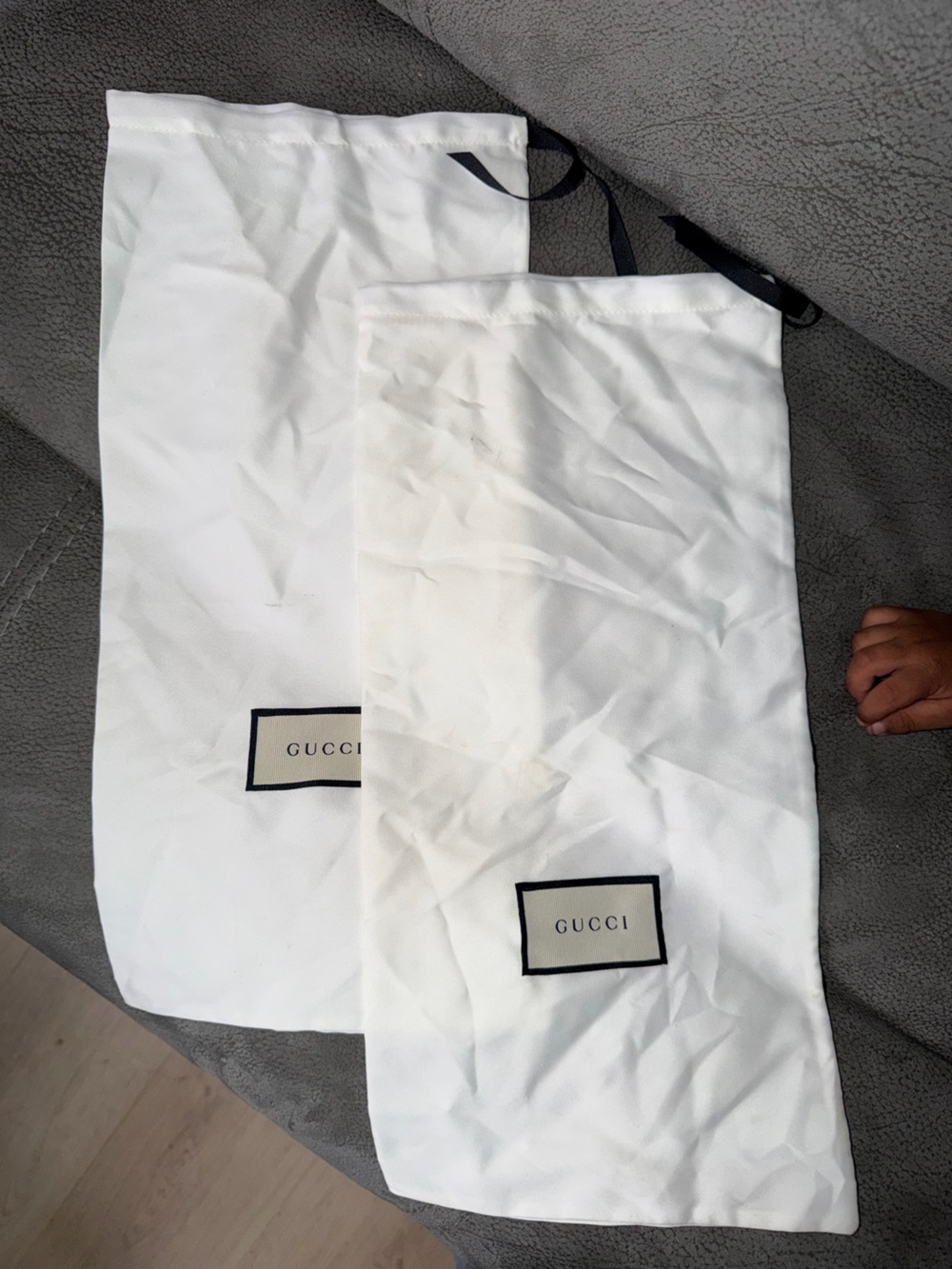 Gucci White Dust Bag Set with Black Logo Labels